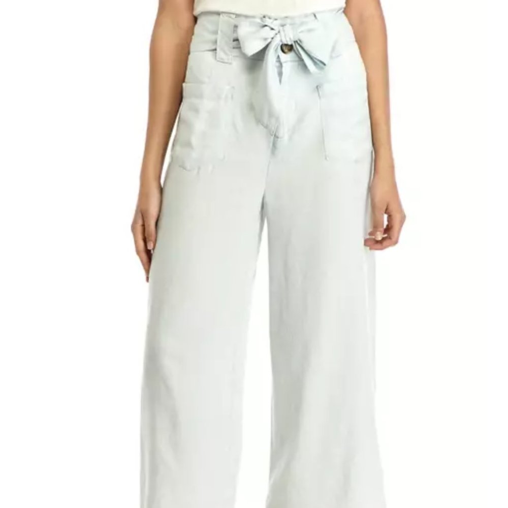 ADY P Pale Chambray  White Wide Leg Pants 16